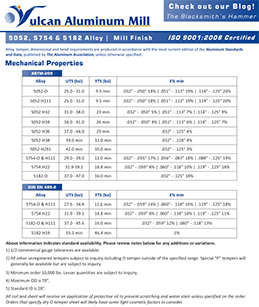 Vulcan Aluminum Mill Spec Sheet - English Version