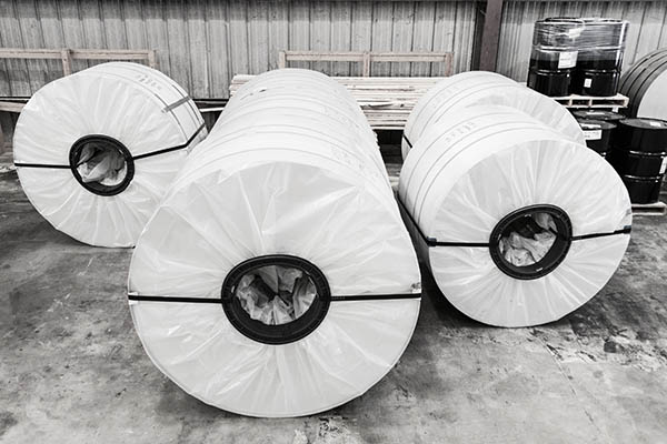 Packaged aluminum coils at Vulcan Aluminum Mill